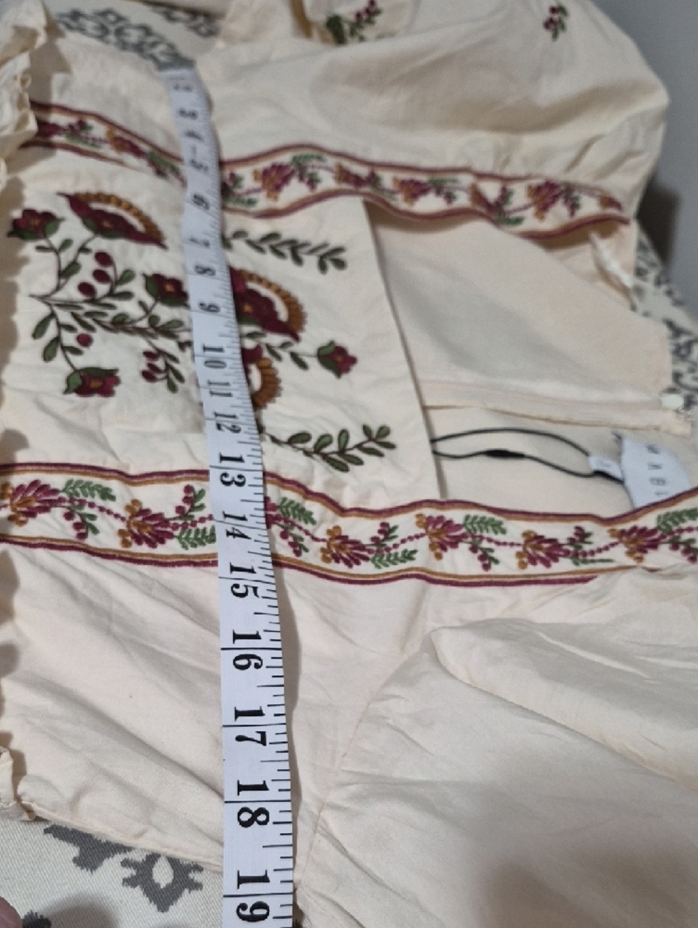 MABLE Cream Mini Dress with Red Floral Embroidery - Picture 8 of 9